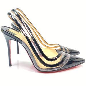Christian Louboutin Paralili Black PVC Patent Pumps Euro 36